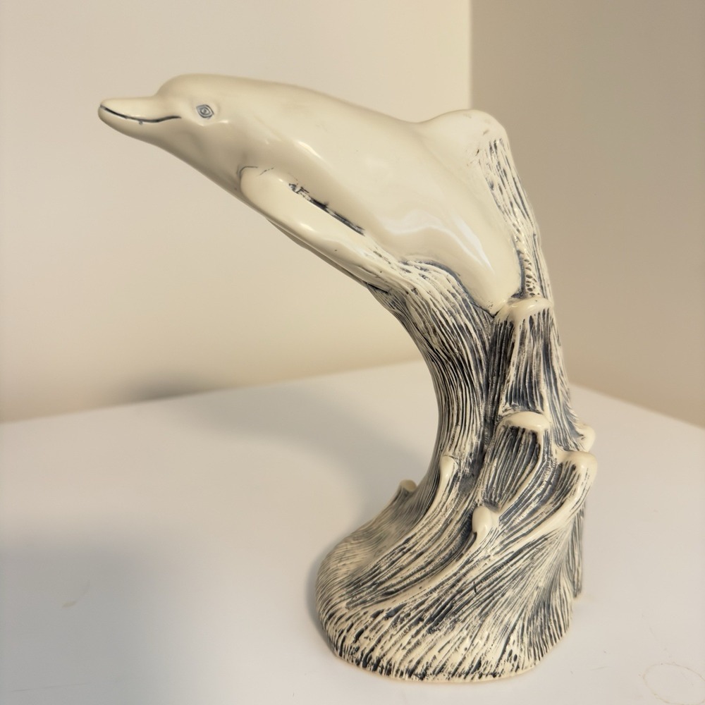 Vintage G.H. Cook Company Dolphin Sculpture – Cultured Ivory  USA Made 7 Inches